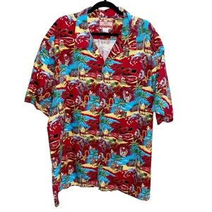 RJC Shirt Mens 4XL Christmas Hawaiian Santa Aloha Made in USA Holiday Party Vtg